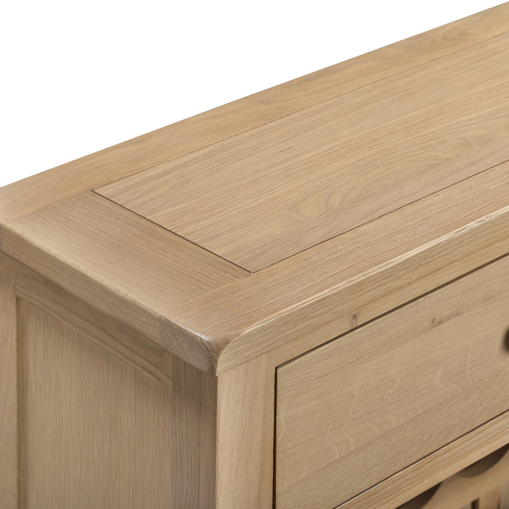 Tetbury Wine Console Table With Shelf in Natural Oak