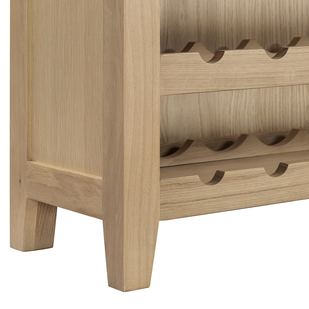 Tetbury Wine Console Table With Shelf in Natural Oak