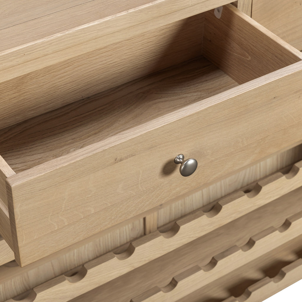 Tetbury Wine Console Table With Shelf in Natural Oak