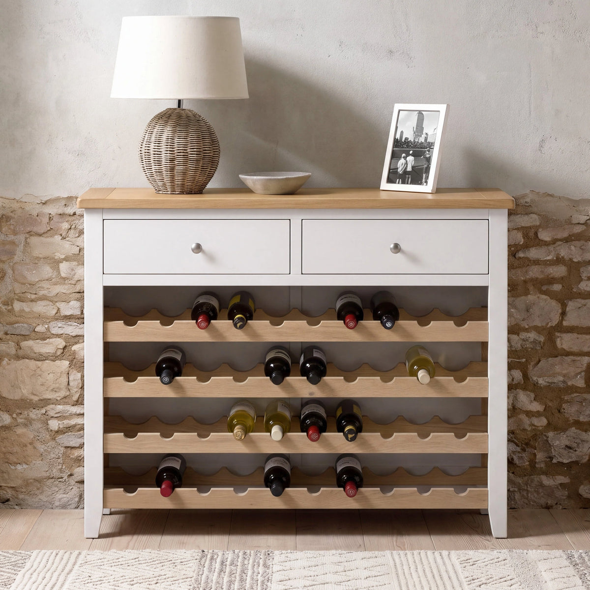 Wine Console with shelf in painted finish