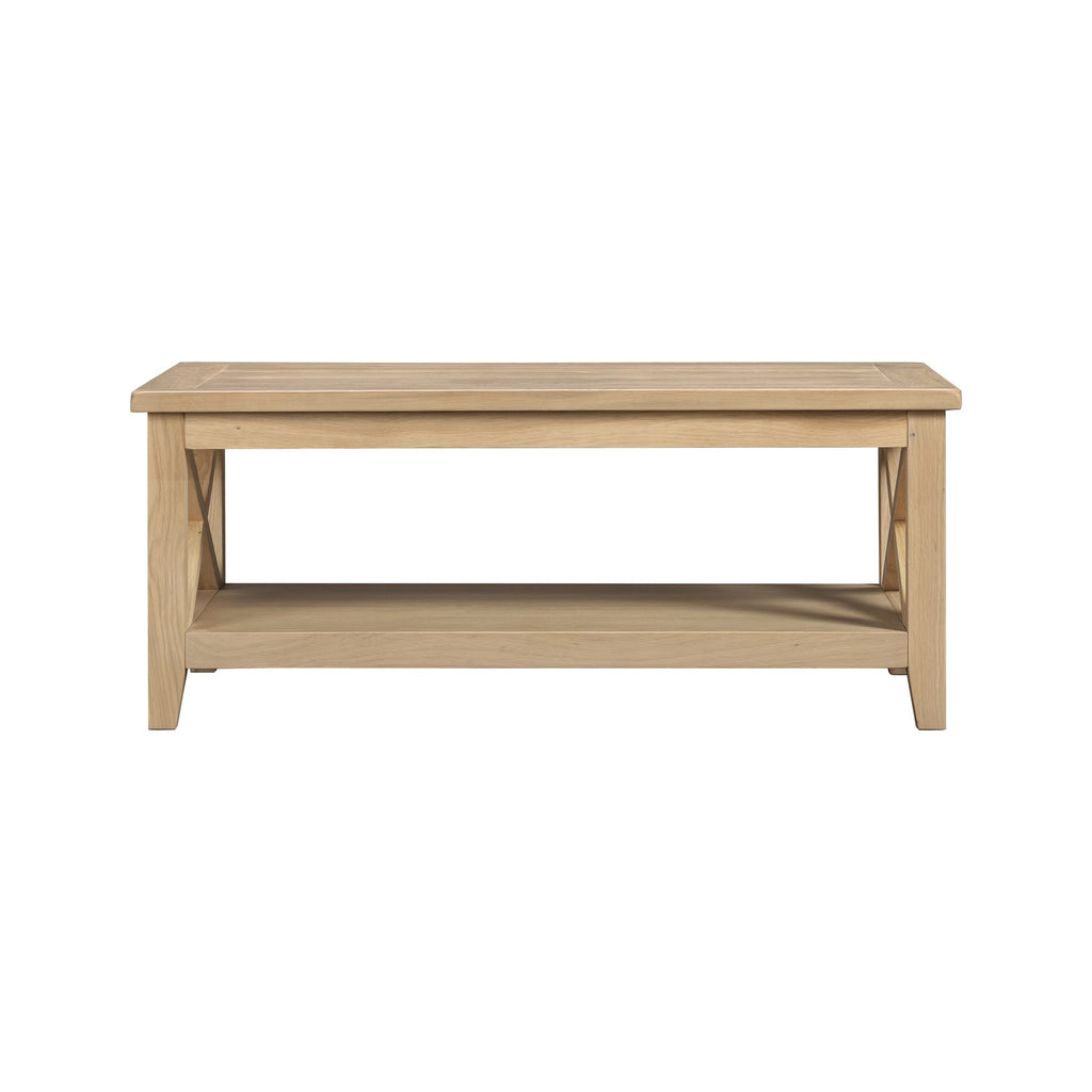 Tetbury X Leg Coffee Table With Shelf in Natural Oak