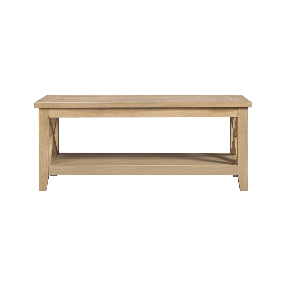 Tetbury X Leg Coffee Table With Shelf in Natural Oak