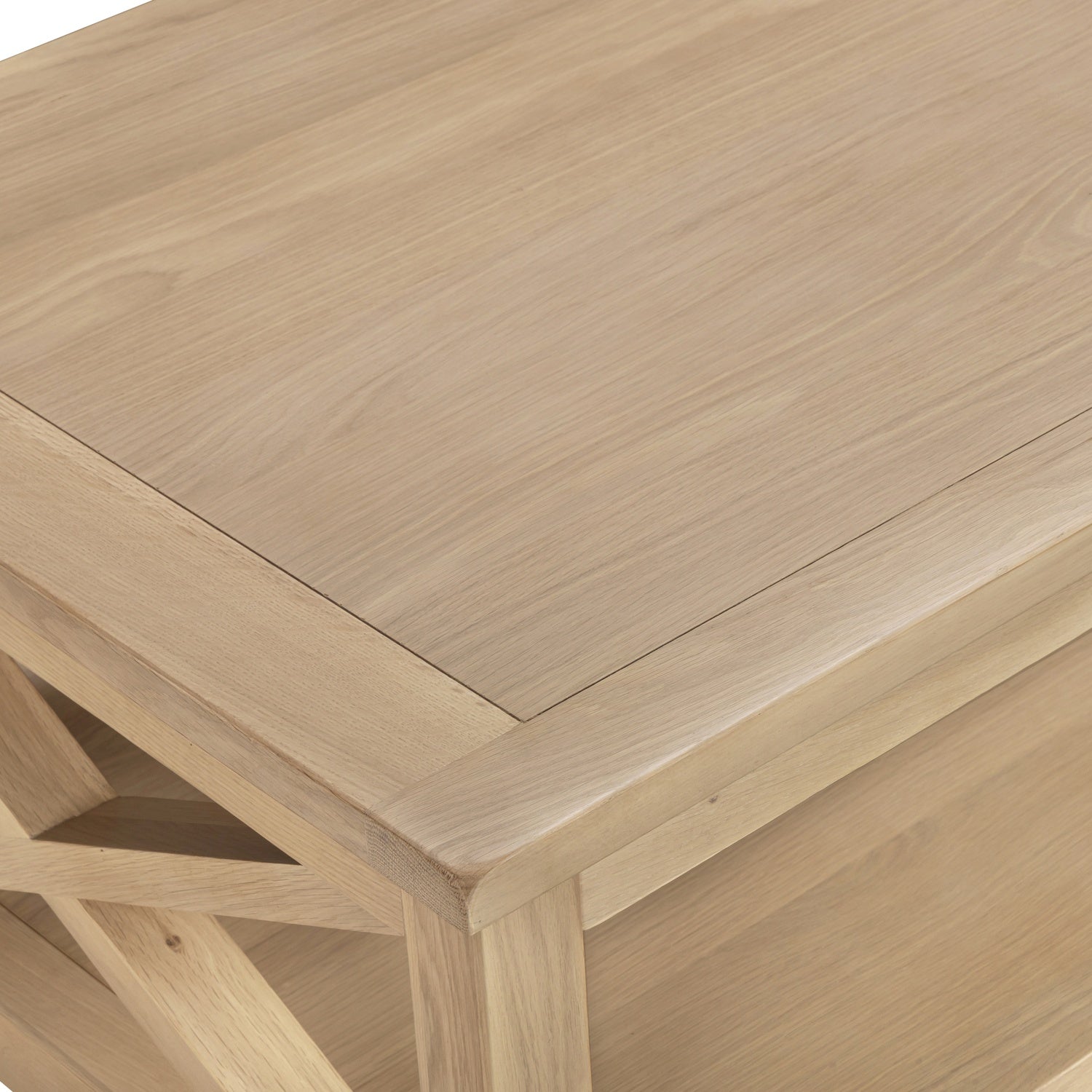 Tetbury X Leg Coffee Table With Shelf in Natural Oak