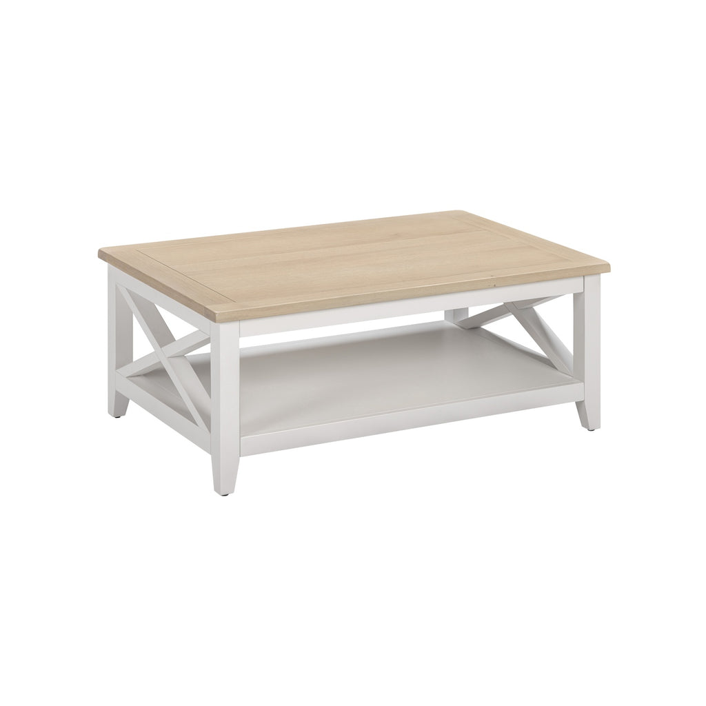 Tetbury X Leg Coffee Table With Shelf in Painted / Oak