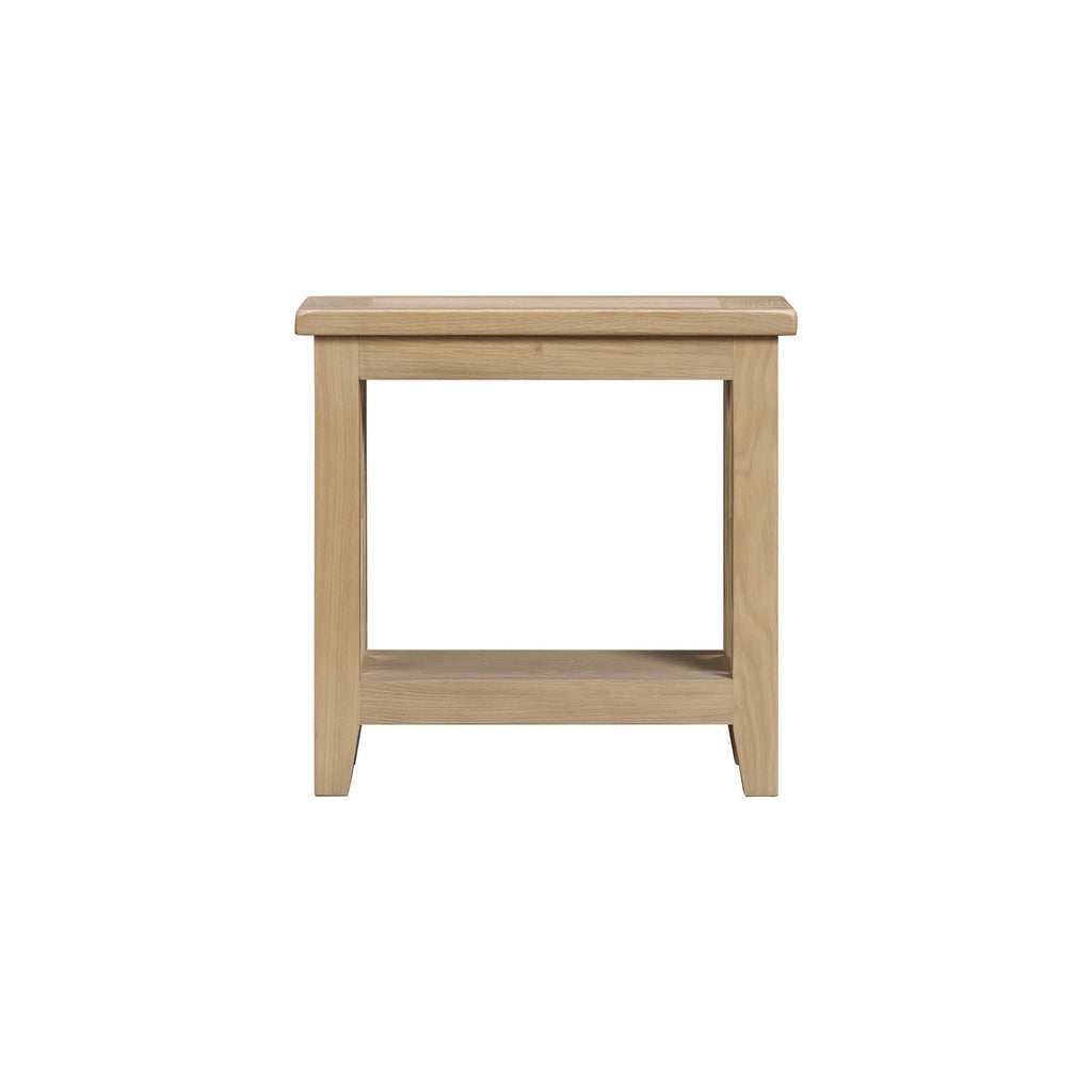 Tetbury X Leg Side Table With Shelf in Natural Oak