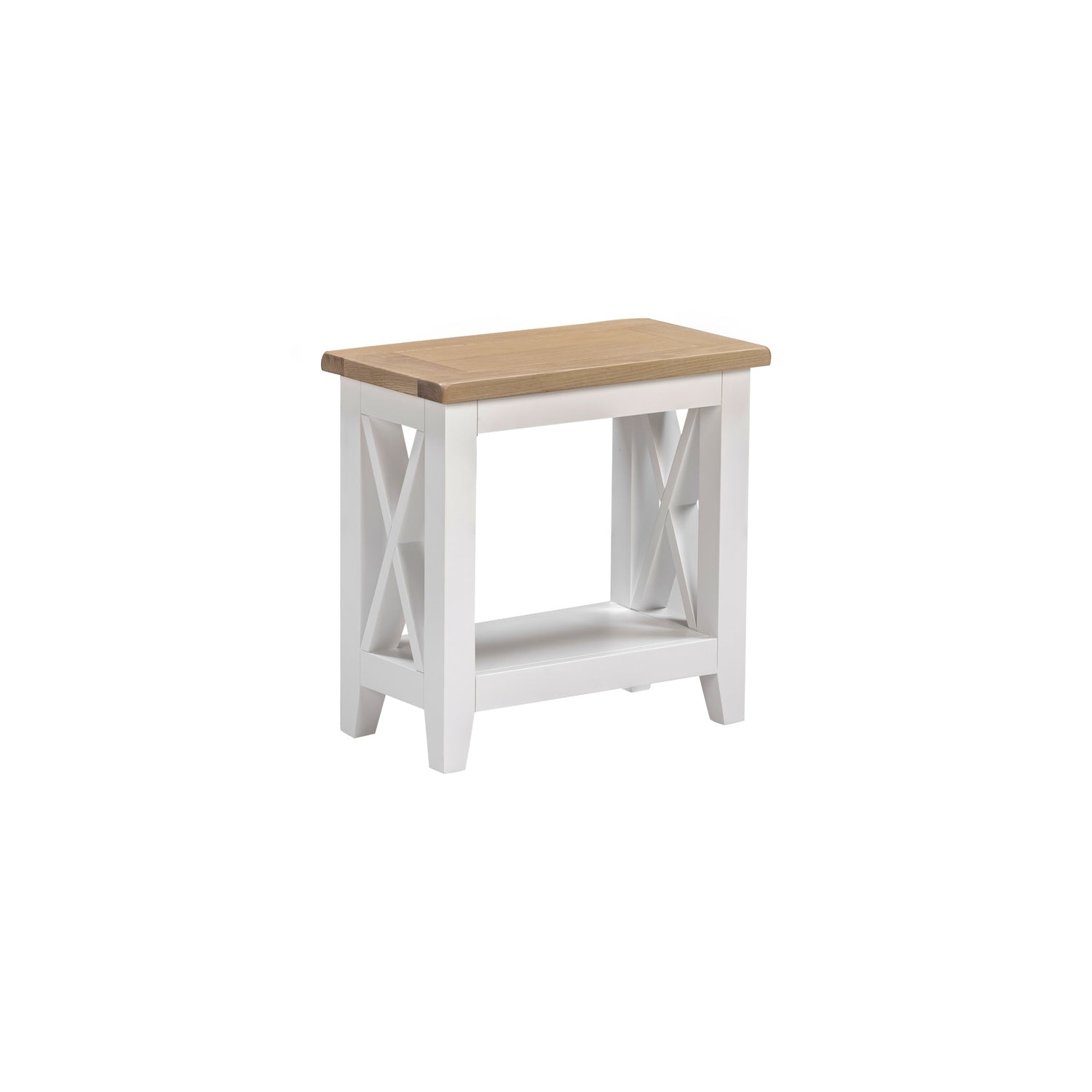 Tetbury X Leg Side Table With Shelf in Painted / Oak