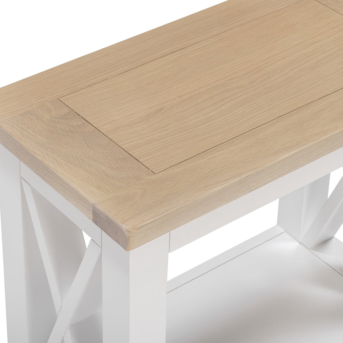 Tetbury X Leg Side Table With Shelf in Painted / Oak