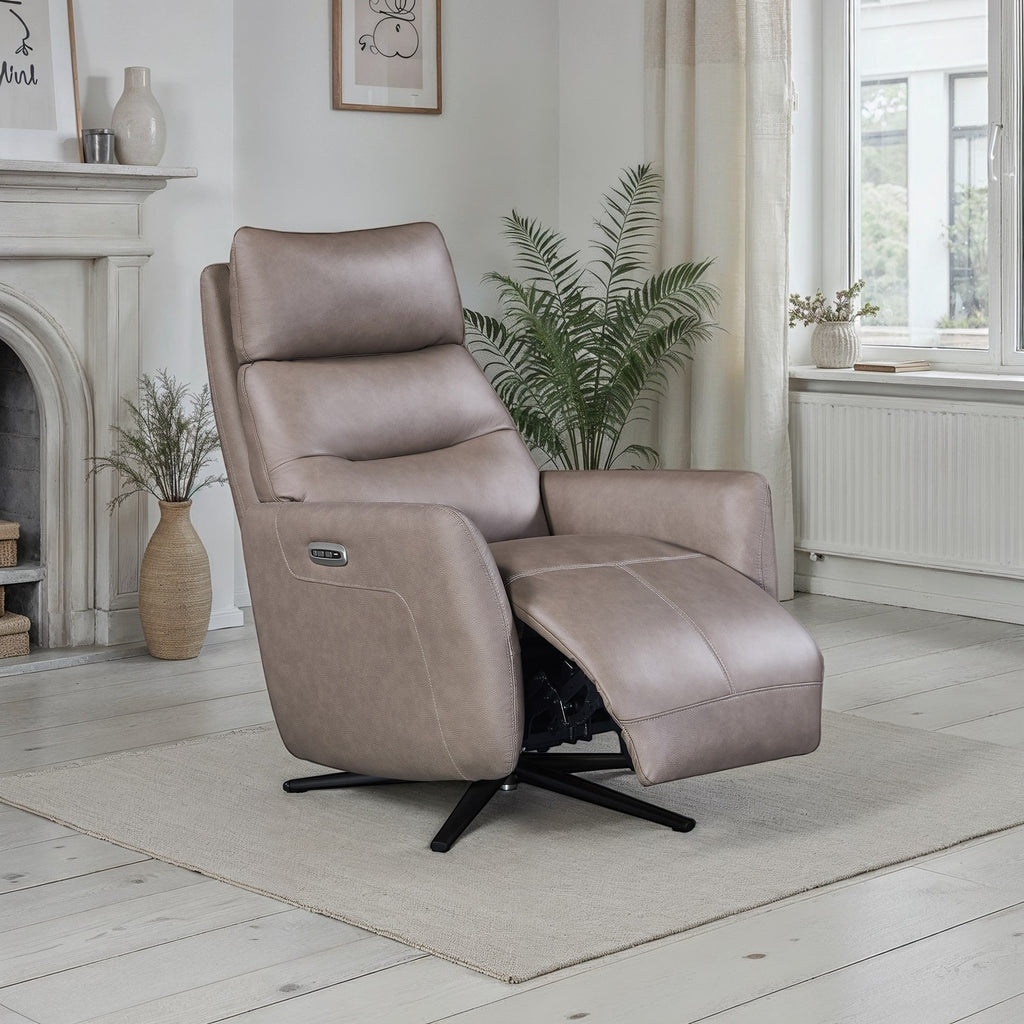 Tuscany Dark Taupe Power Swivel Recliner
