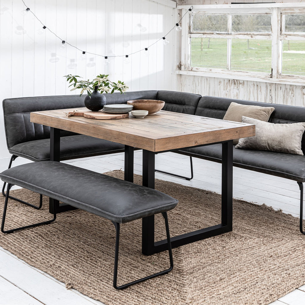 Adelaide 135cm Dining Table with Hardy Corner Bench RHF & Low Bench in Grey