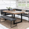 Adelaide 135cm Dining Table with Hardy Corner Bench RHF & Low Bench in Grey