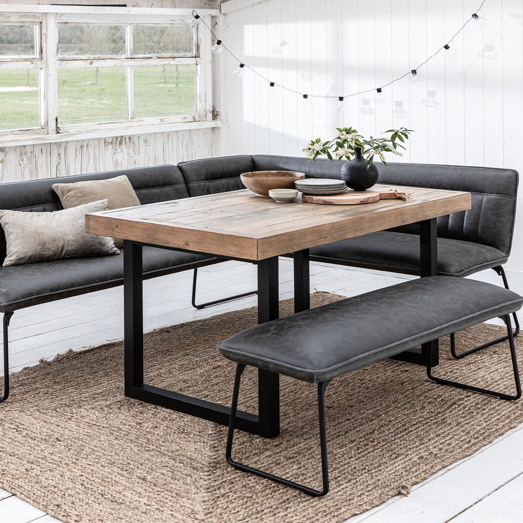 Adelaide 135cm Dining Table with Hardy Corner Bench LHF & Low Bench in Grey