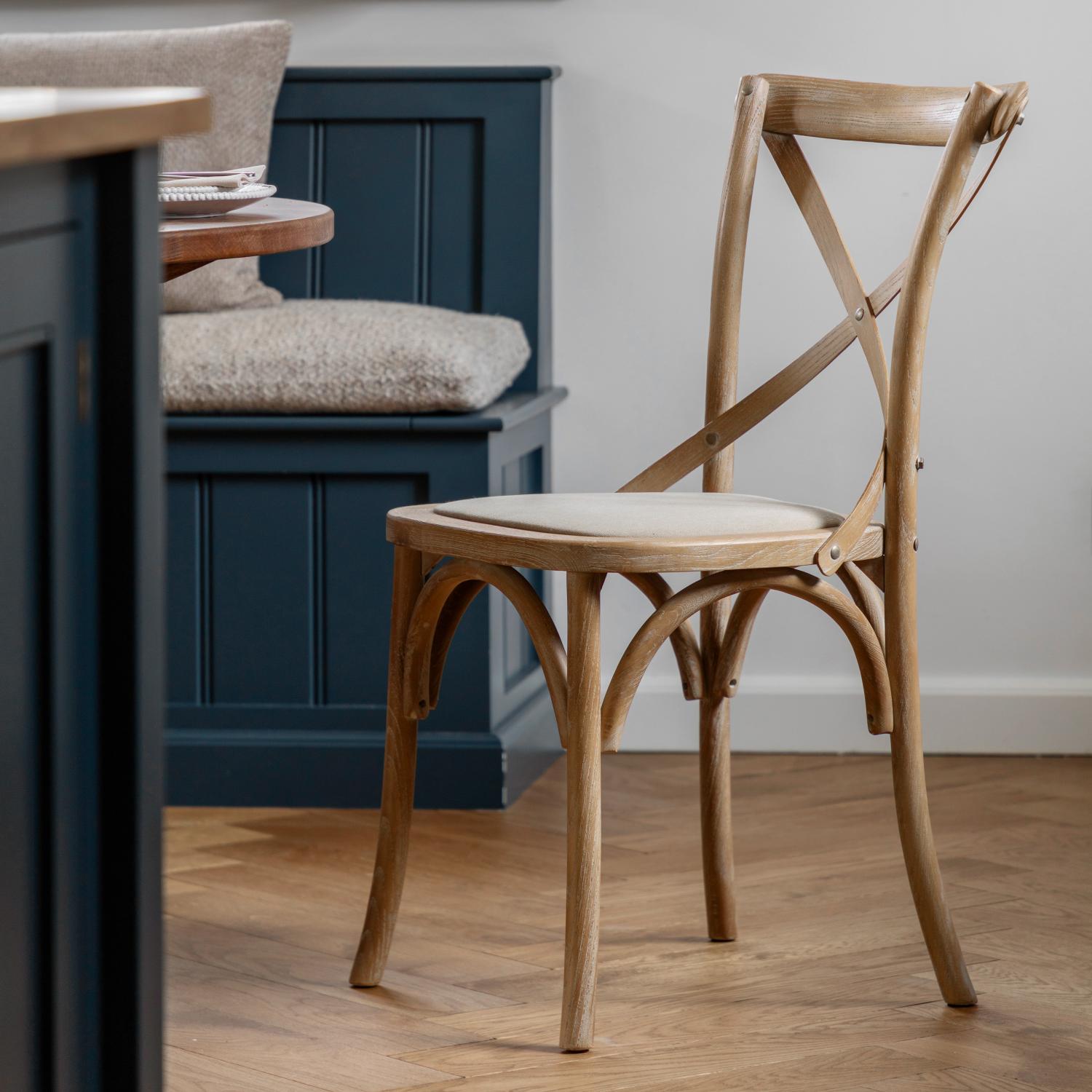 Cafe Chair Washed Oak Linen (2pk)