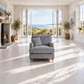 Eastbourne Armchair in Navy Stripe with Navy Stripe Cushions