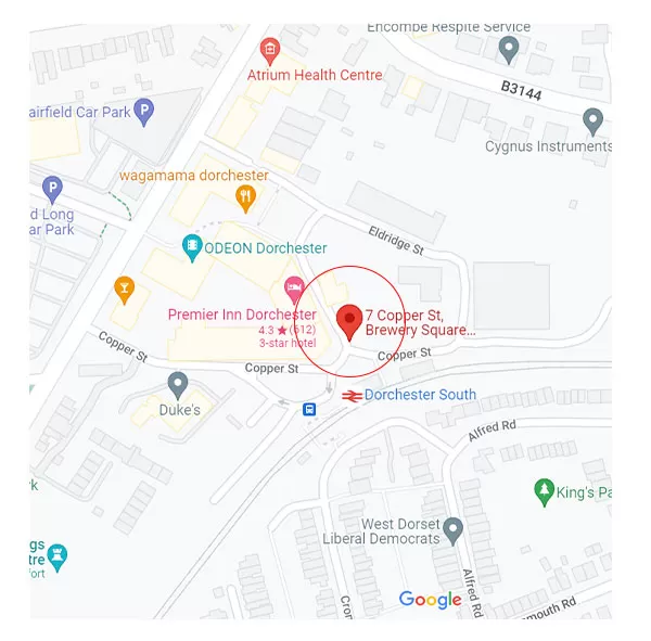 7 Copper Street, Brewery Square, Dorchester DT1 1GH
You can find us in Brewery Square, opposite the train station!