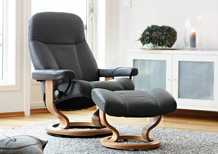 We stock a wide range of Stressless recliner chairs in a variety of leather options. Each of our Stressless recliner chairs are built for optimum comfort, so all you have to do is sit back and relax. An Ekornes Stressless recliner will sit perfectly in anyone's home and are available in a range of styles. Why not pop into our store to try out one of our Ekornes Stressless recliners and experience the comfort yourself?