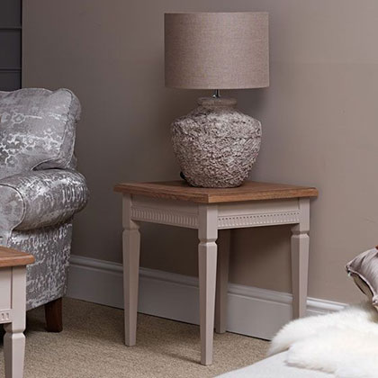 Ludlow Taupe Lamp Table with Toba Lamp Base