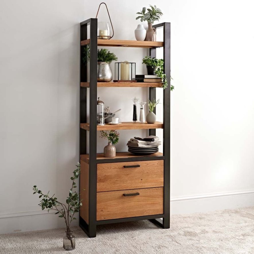 Woods Industrial Bookcase With Drawers Woods Furniture