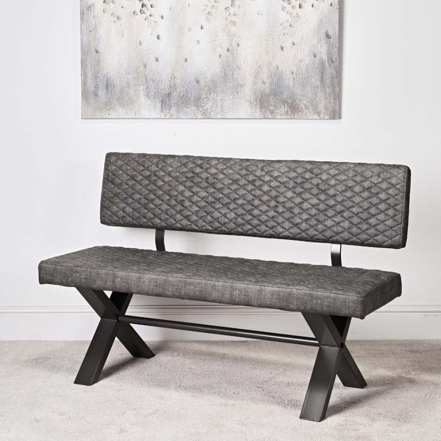 Industrial dining bench discount with back