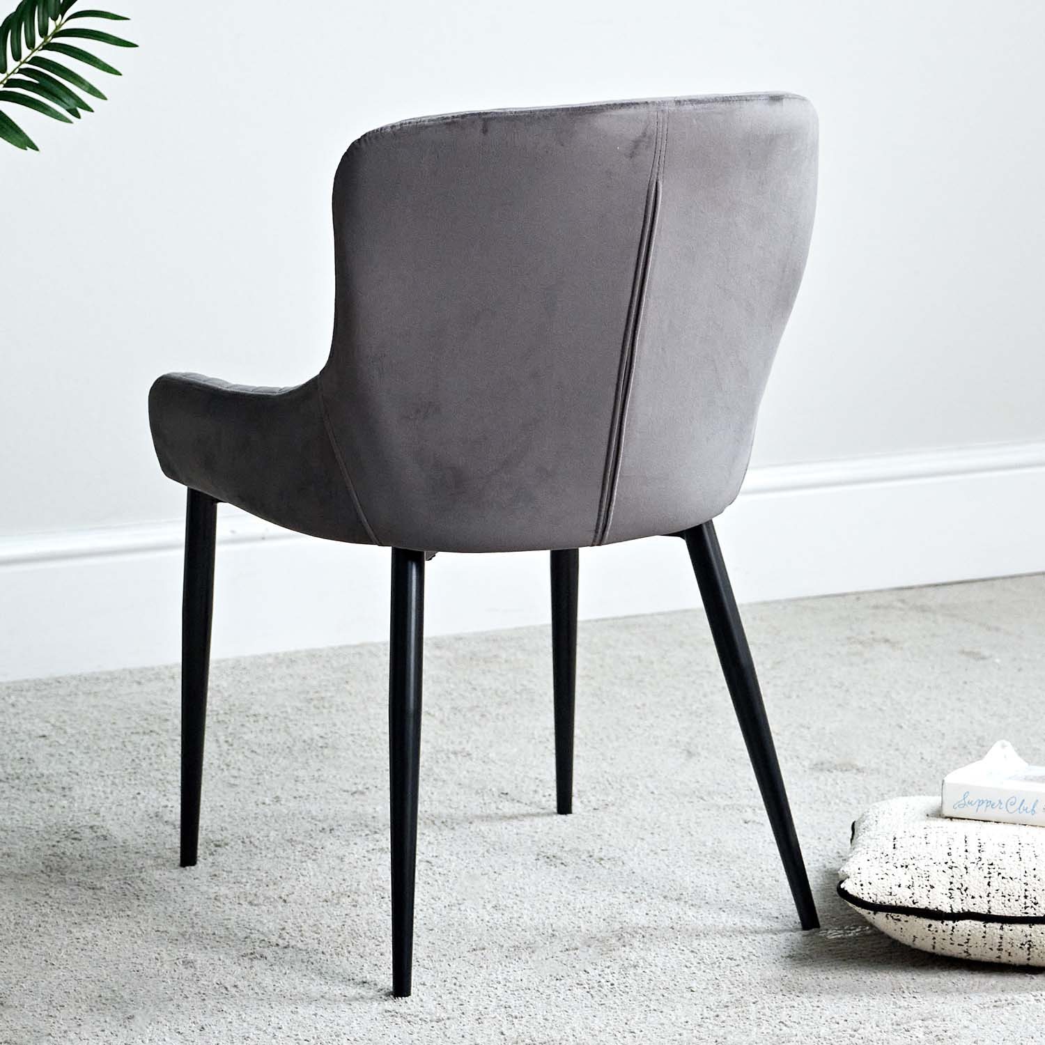 Clearance Carlton Dark Grey Velvet Dining Chair (Set of 2) Woods