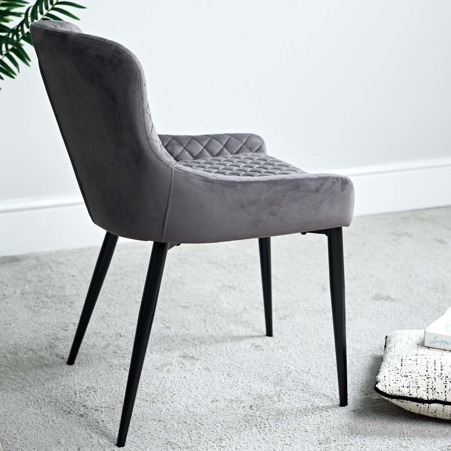 Clearance Carlton Dark Grey Velvet Dining Chair (Set of 2) - Woods ...
