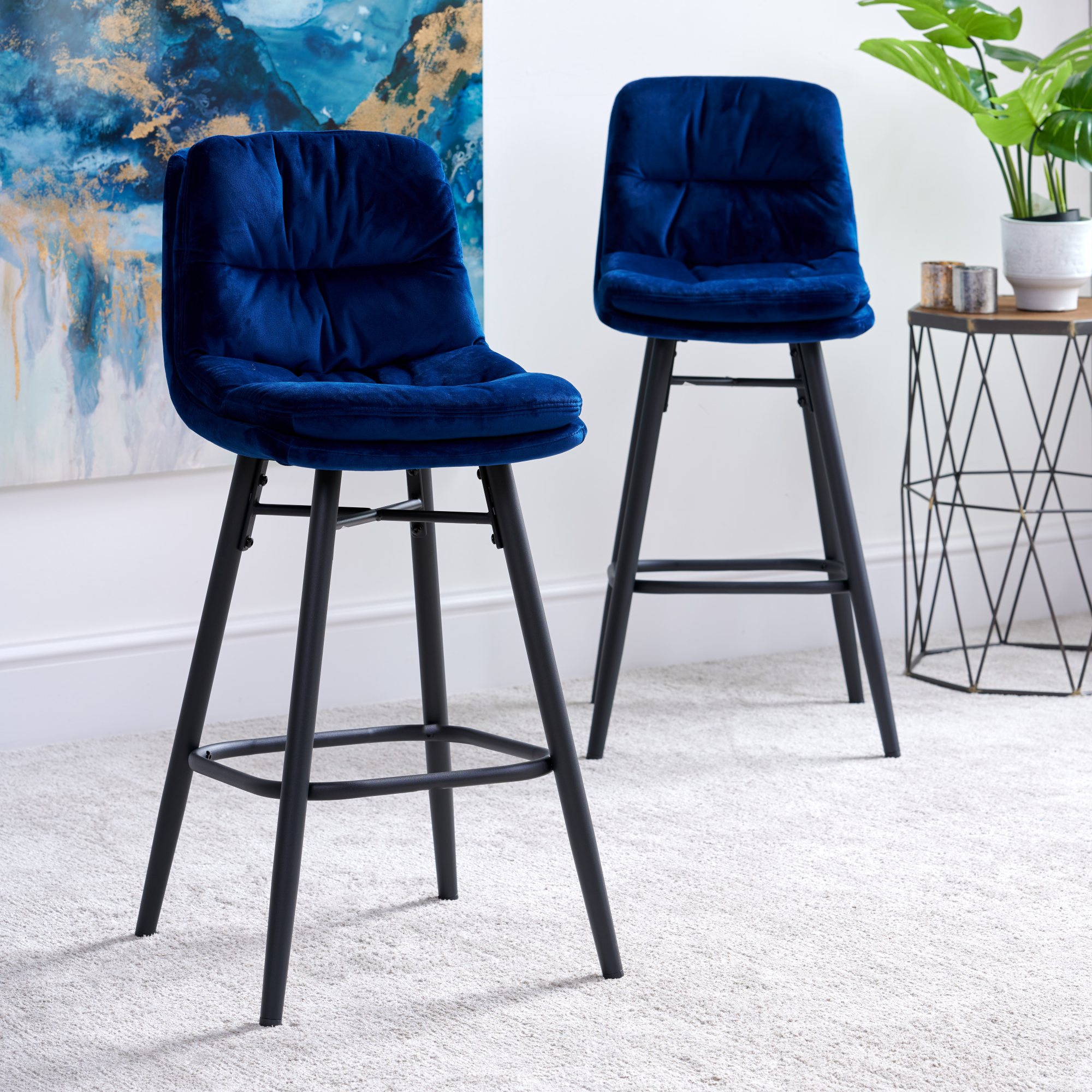 Clearance Enderson Bar Stool - Dark Blue (Set of 2) - Woods Furniture