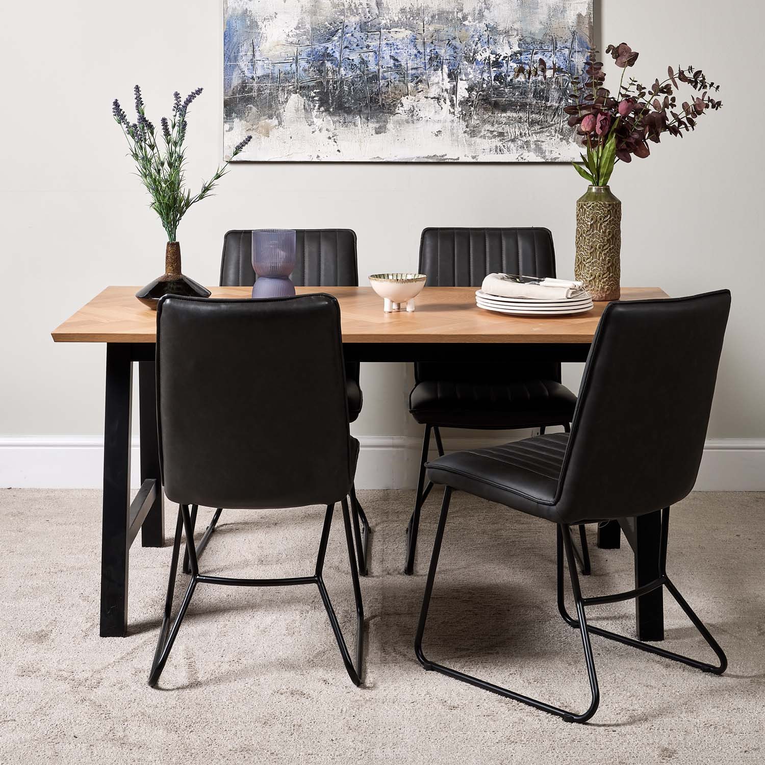 Woods Bromley 160cm Dining Table & 4 York Dining Chairs Grey Woods