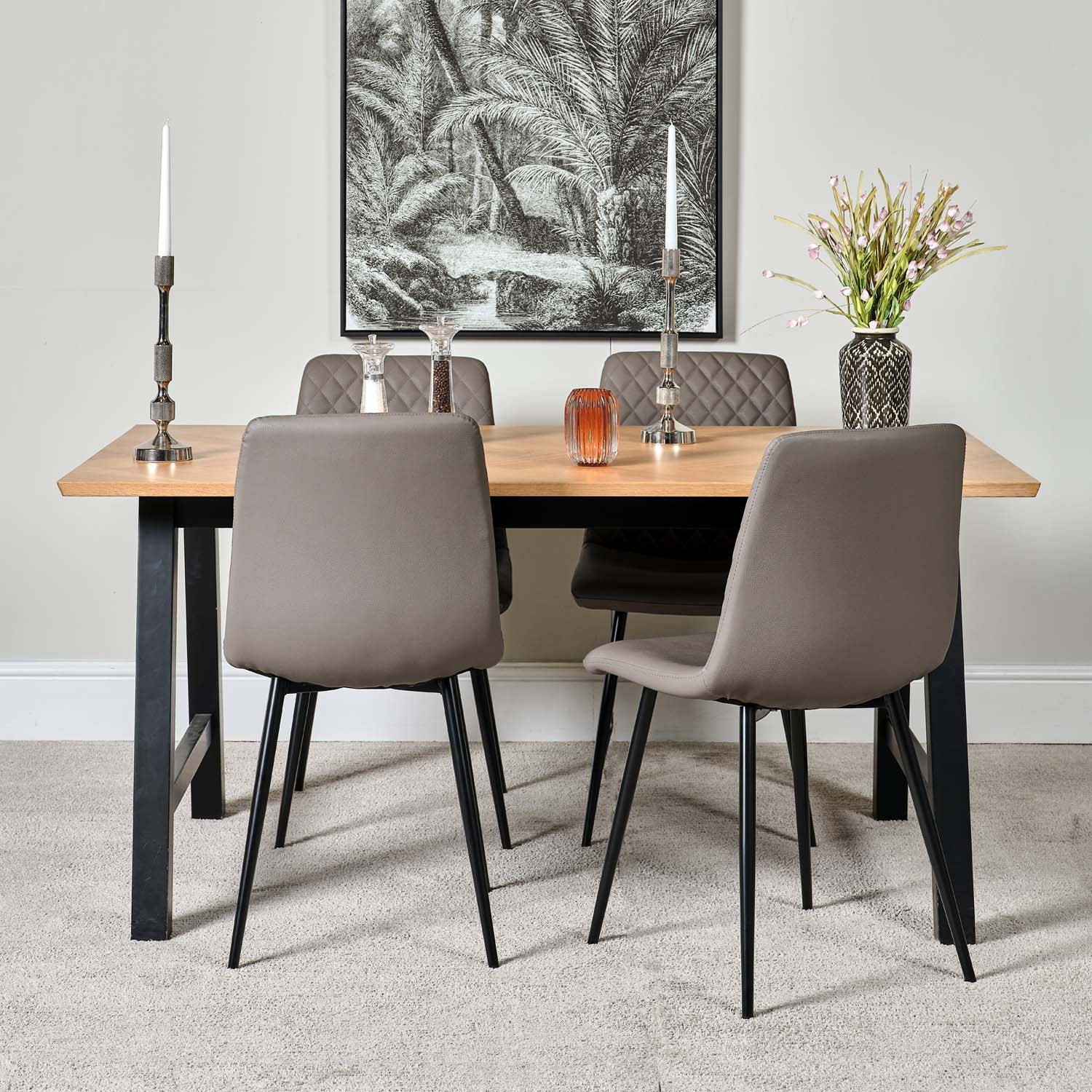 Woods Bromley 160cm Dining Table & 4 Ripley Dining Chairs Truffle