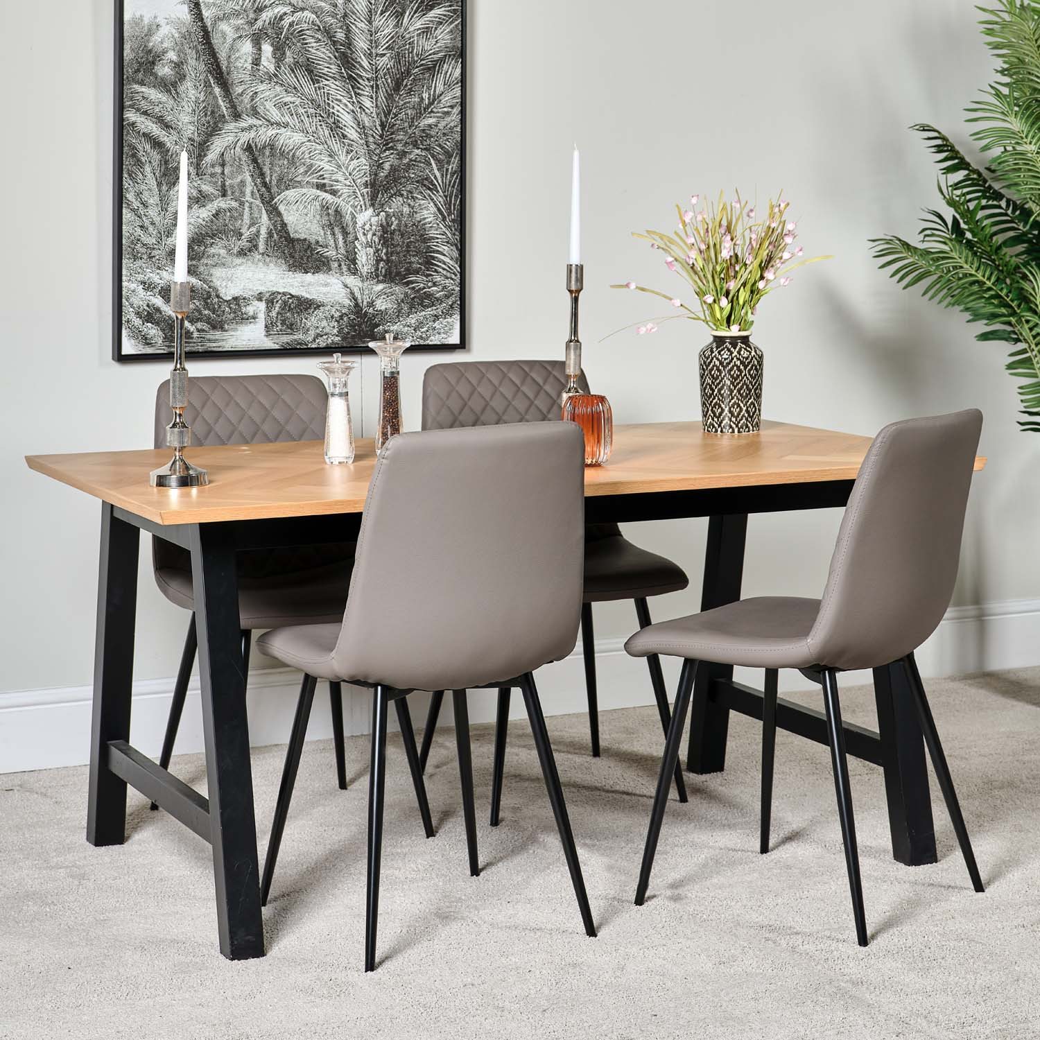 Woods Bromley 160cm Dining Table & 4 Ripley Dining Chairs Truffle