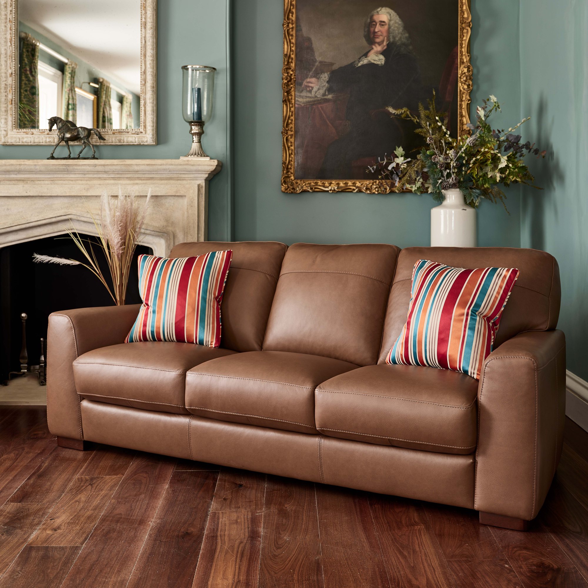 Woods Navarra 3 Seater Sofa Rangers Tan Leather Woods Furniture