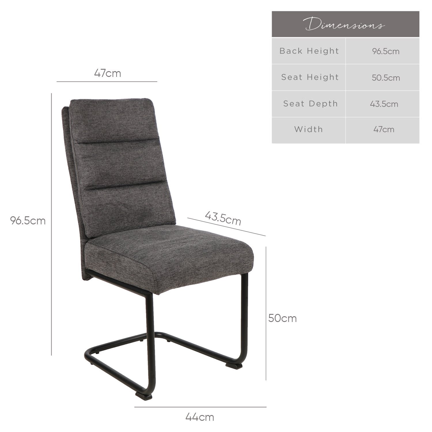 Clearance Ava Dark Grey Dining Chair in Fabric (Set of 2) - Woods Furniture