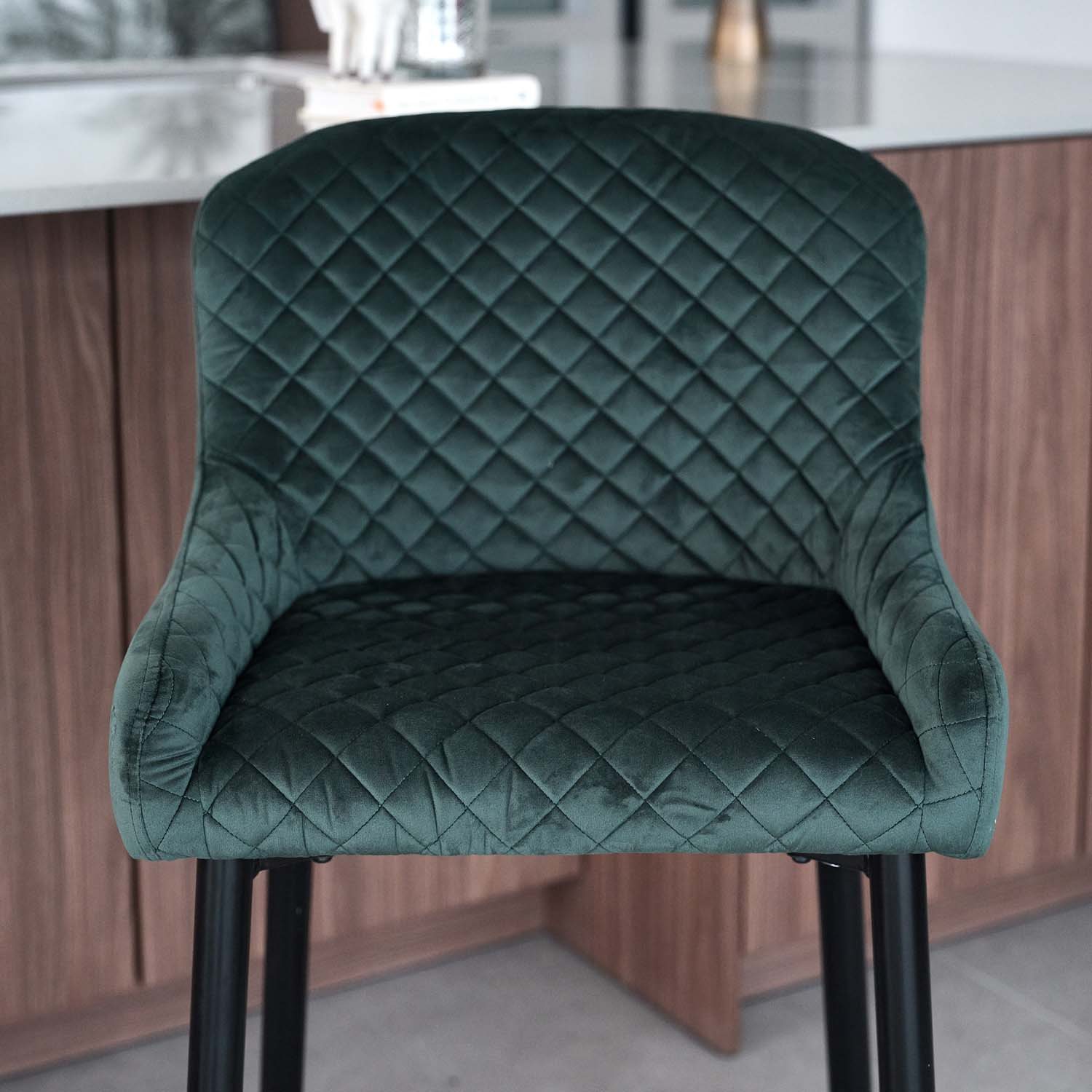 Woods Carlton Bar Stool Dark Green Velvet (Set of 2) Woods Furniture