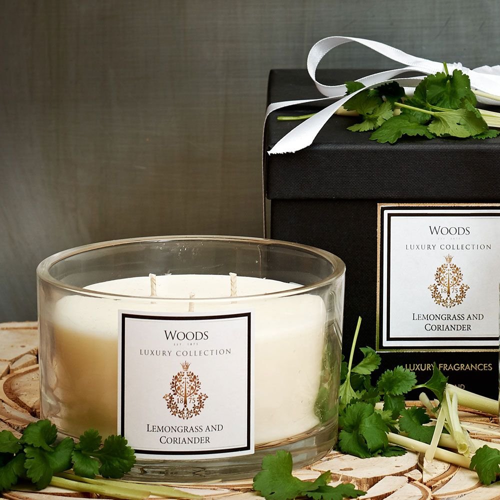 Woods Luxury Multi Wick Lemongrass & Coriander Candle Woods Furniture