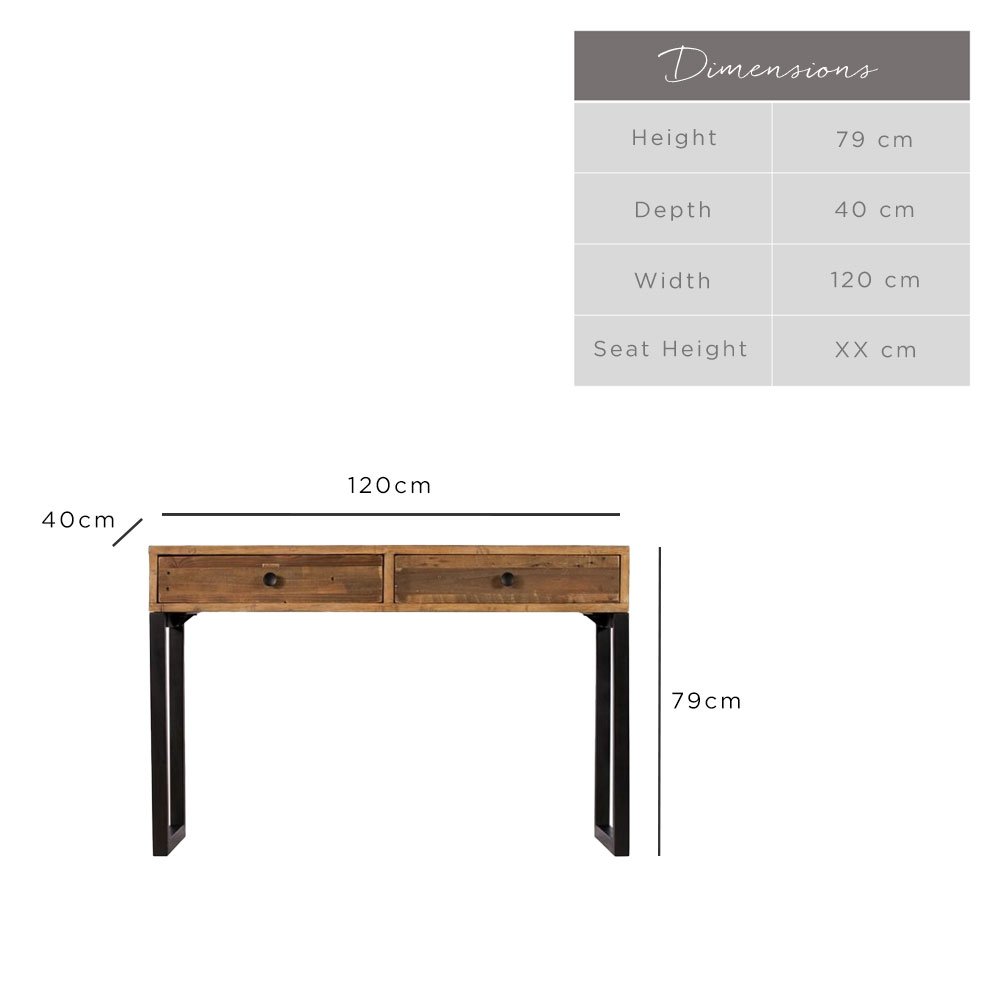 Adelaide Industrial Console Table With Drawers Woods Furniture