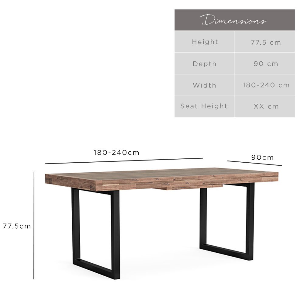 Adelaide Industrial Extendable Dining Table UK Woods Furniture