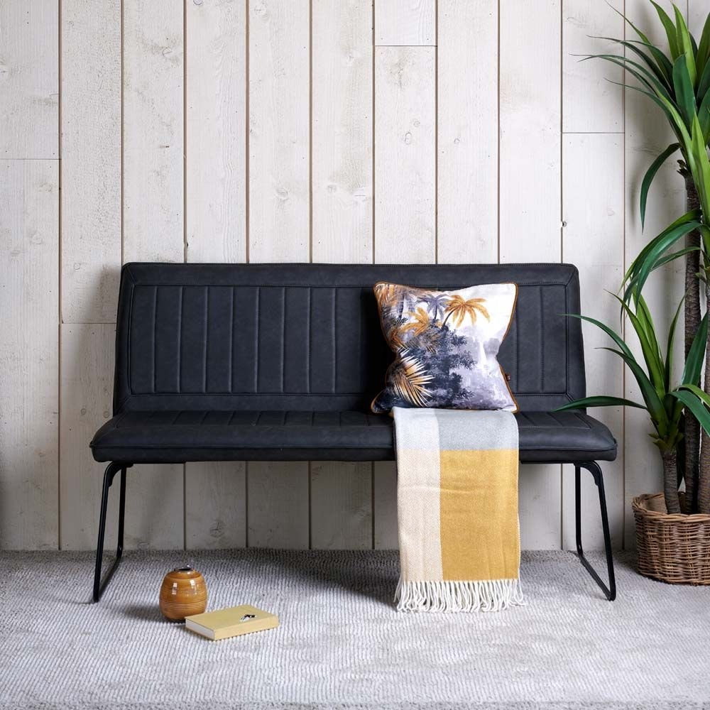 Leather bench with on sale backrest