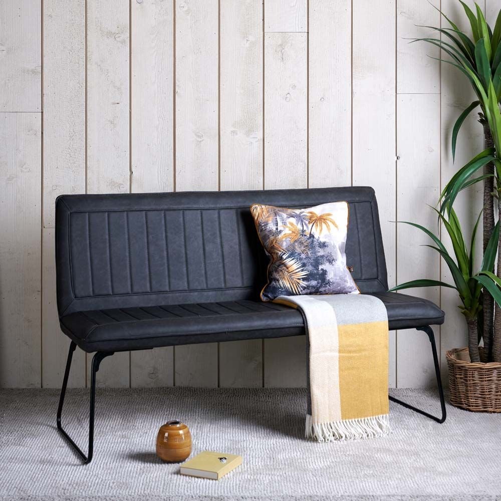 York Grey Dining Bench Upholstered Bench With Back Woods Furniture