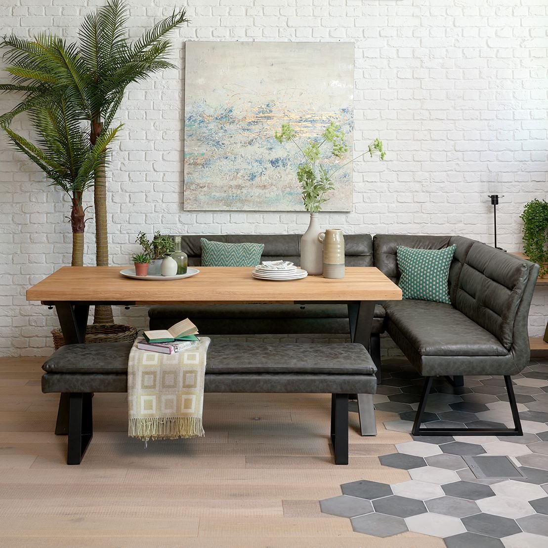 Industrial corner dining set store