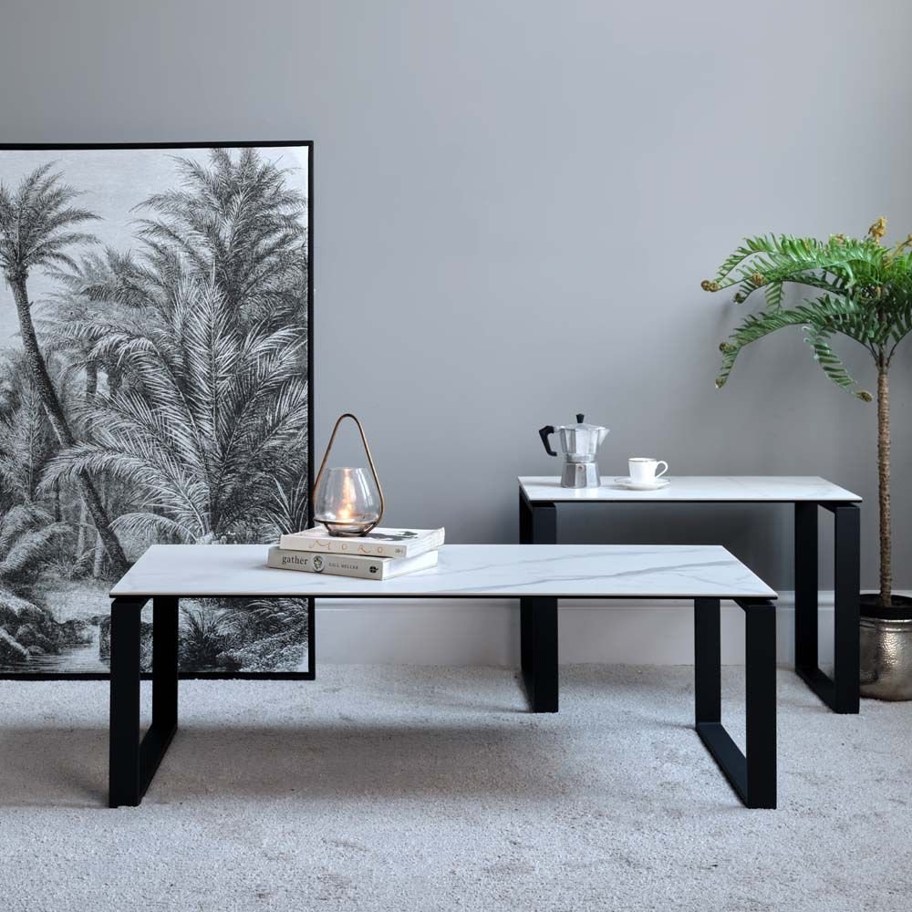 Eastcote Ceramic Coffee/Lamp Table Set White White Ceramic Coffee/L