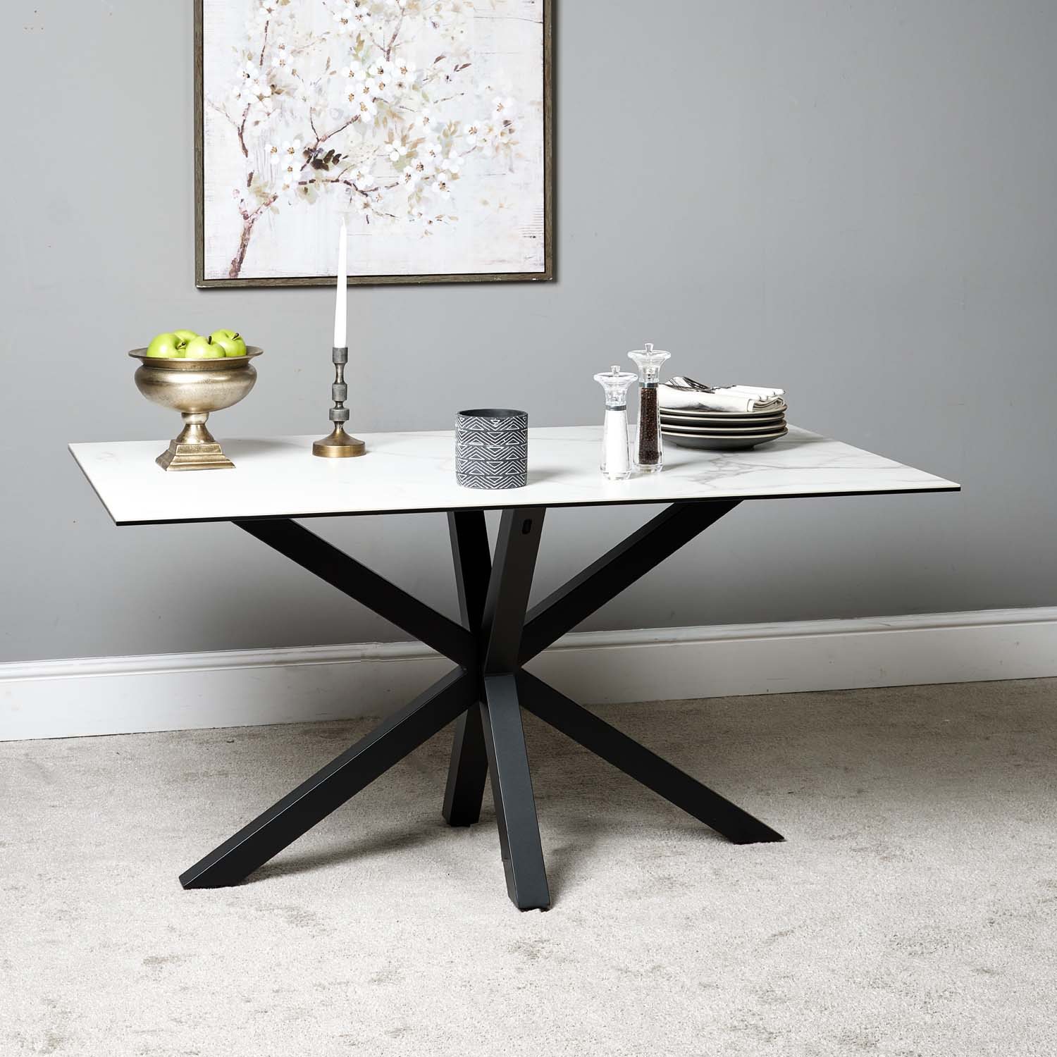 Woods Eastcote Ceramic Dining Table 150cm White Woods Furniture