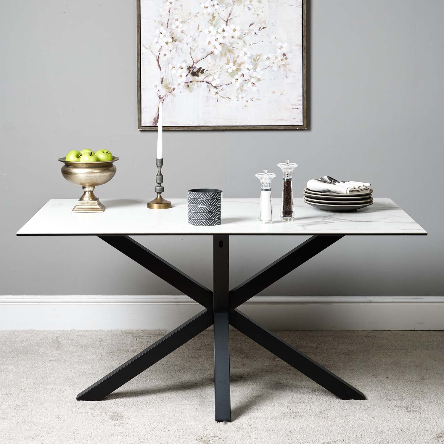 Woods Eastcote Ceramic Dining Table 150cm White Woods Furniture