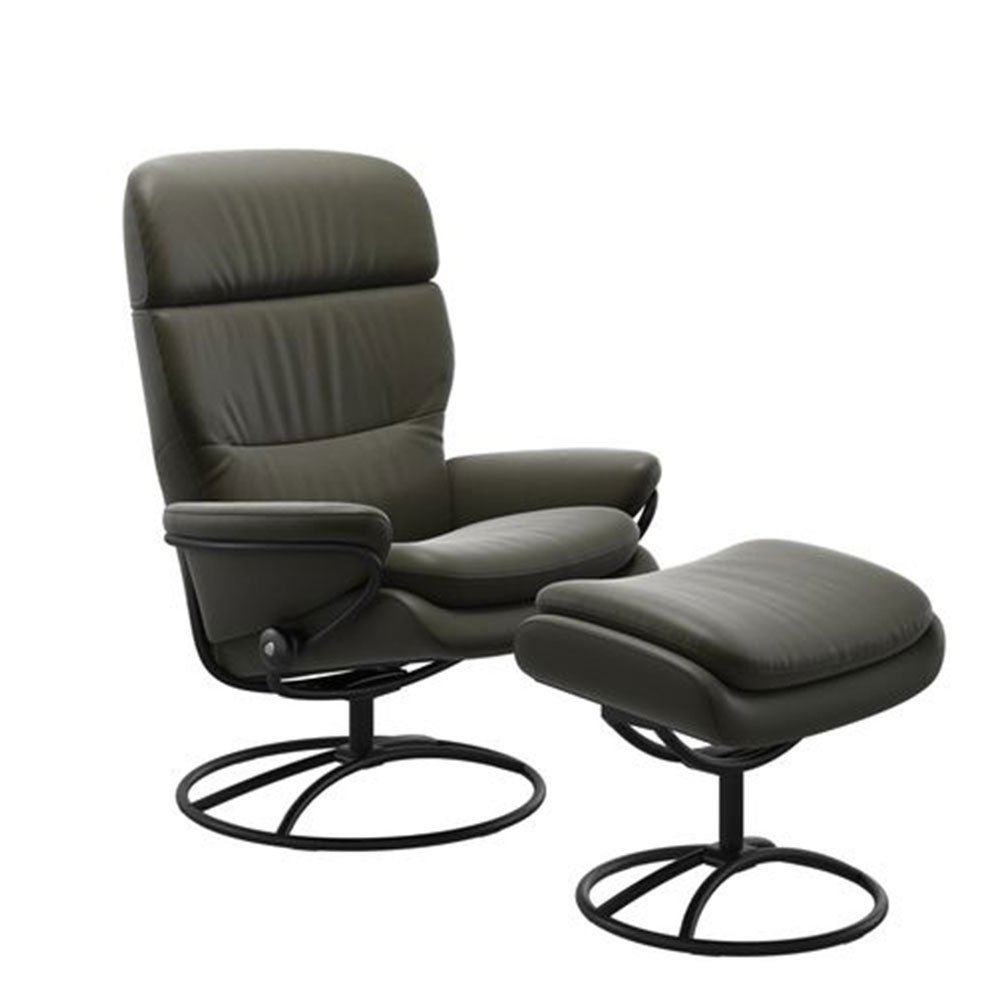 Stressless Rome Headrest High Back Chair With Original Base & Footstool