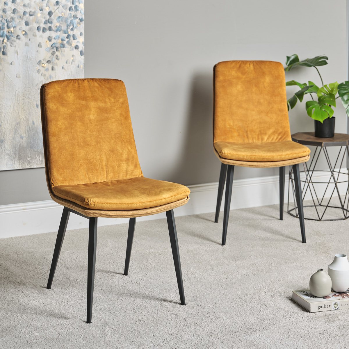 Jacob Dining Chair Pair, Gold CLEARANCE Woods Furniture