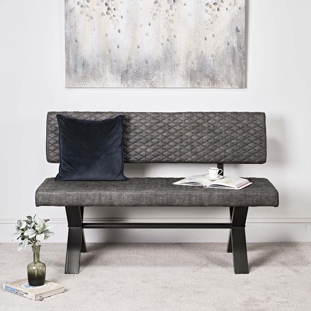 Woods Industrial Dining Bench With Back 140cm Woods Furniture