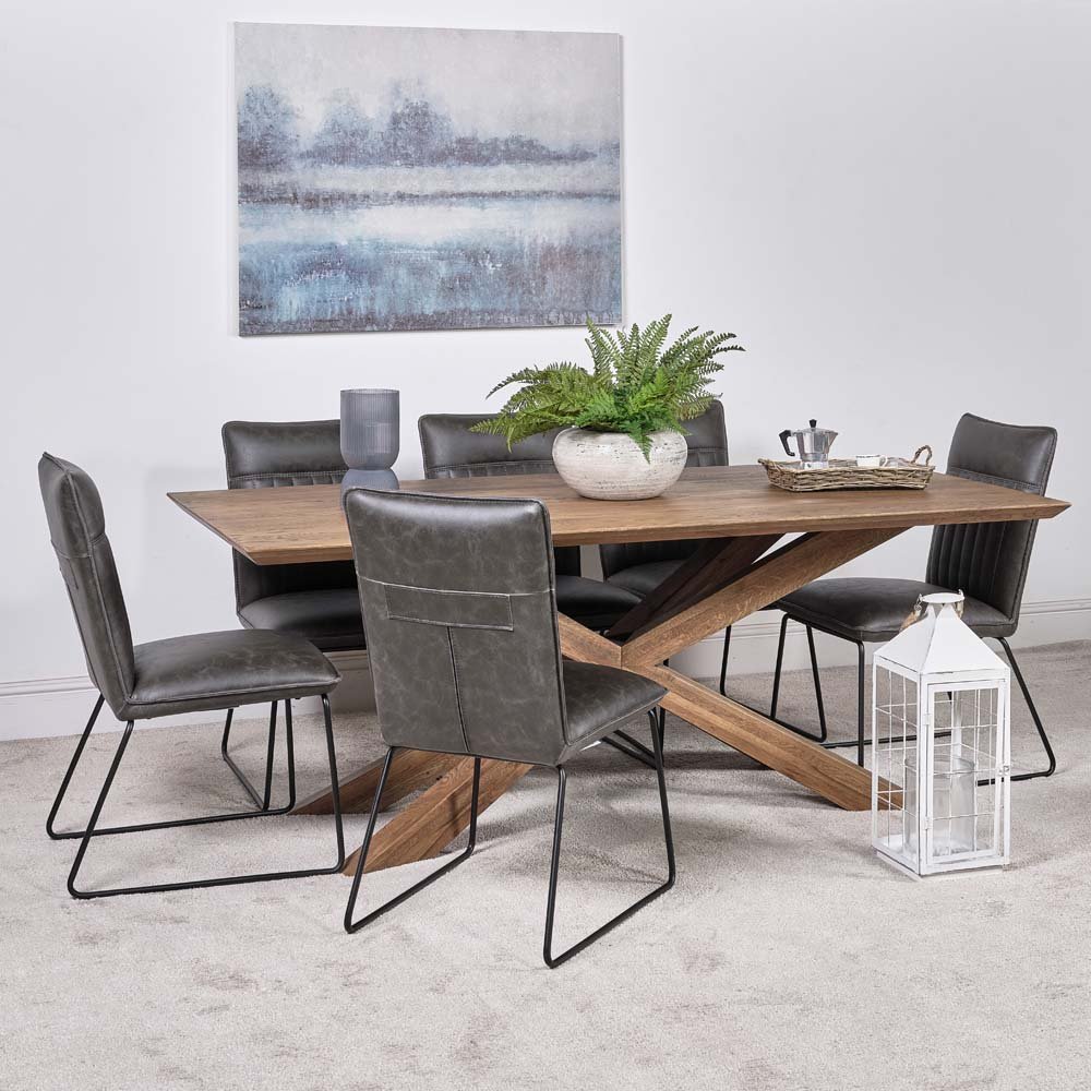Woods Harlow 200cm Dining Table & 6 Hardy Dining Chairs Grey Woods
