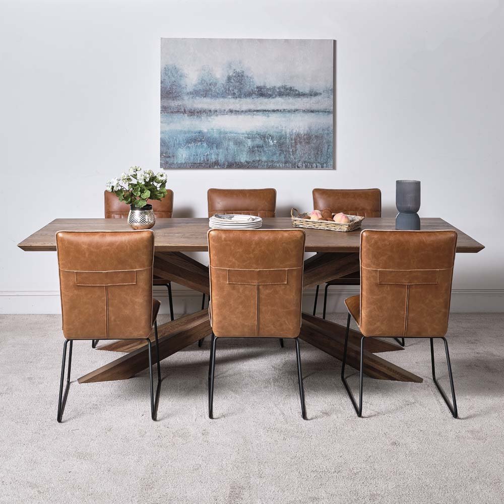 Woods Harlow 240cm Dining Table & 6 Hardy Dining Chairs Tan Woods