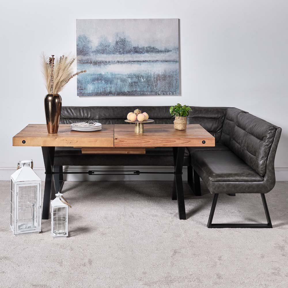 Woods Urban 180240cm Dining Table & Industrial Corner Bench Grey