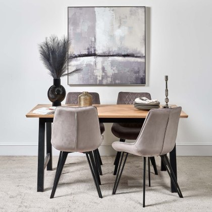 Bromley 160cm Dining Table & 4 Chase Dining Chairs - Light Grey