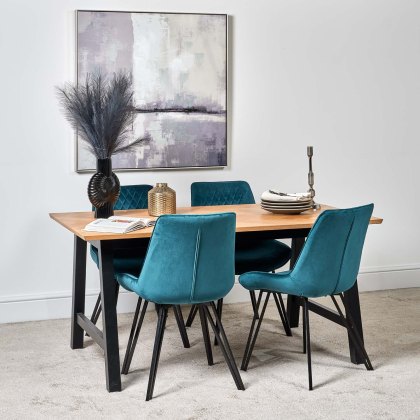 Bromley 160cm Dining Table & 4 Chase Dining Chairs - Teal
