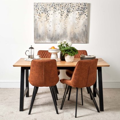 Bromley 160cm Dining Table & 4 Finnick Dining Chairs - Tan