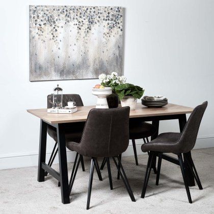 Bromley 160cm Dining Table & 4 Finnick Dining Chairs - Dark Grey
